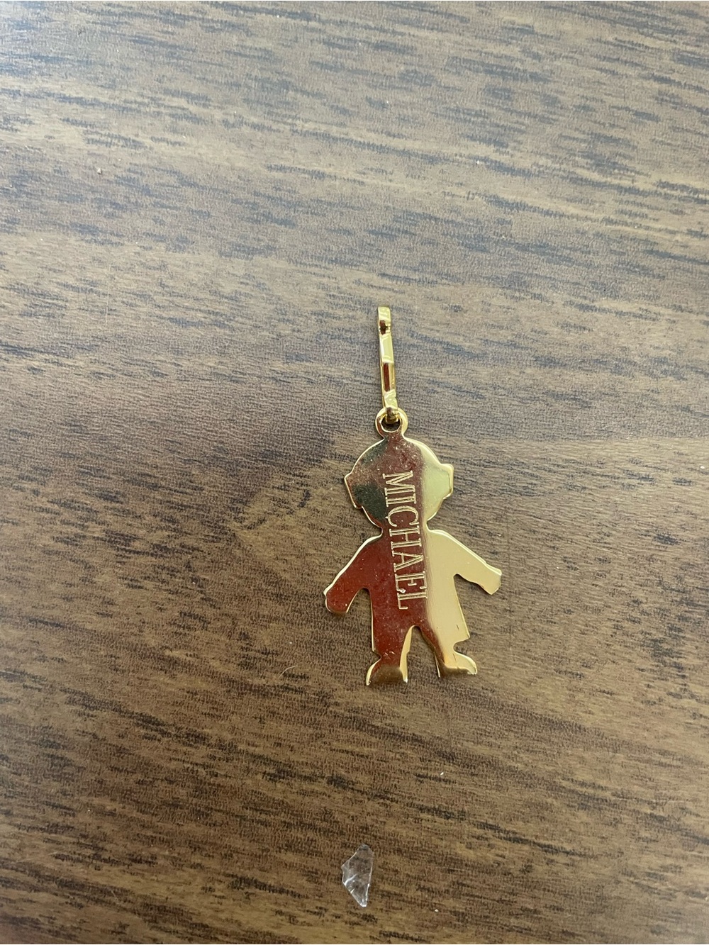 Gold‎ Boy Silhouette Pendant Charm Engraved Michael Gold Tone Small Minimalist - Picture 2 of 4